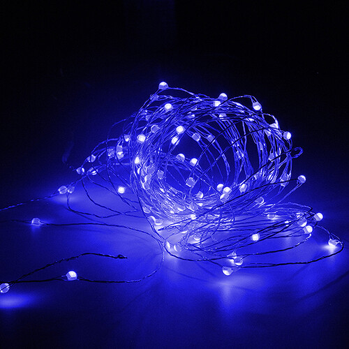 Светодиодная гирлянда Роса 120 синих мини LED ламп 12 м, серебряная проволока, контроллер, IP44 Snowhouse