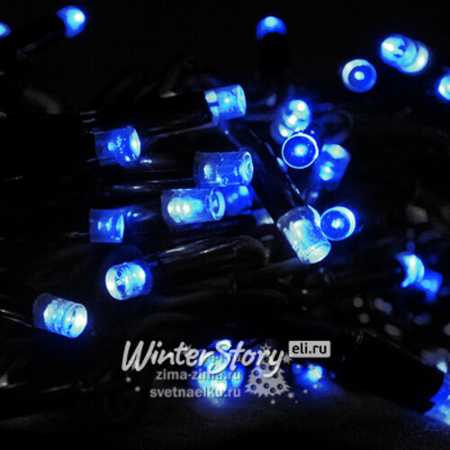 Светодиодная гирлянда 24V Legoled 100 синих LED ламп 10 м, мерцание, черный КАУЧУК, соединяемая, IP44 BEAUTY LED