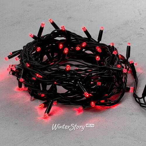 Уличная гирлянда Legoled 100 красных LED ламп 10 м, мерцание, черный КАУЧУК, соединяемая, IP44 BEAUTY LED