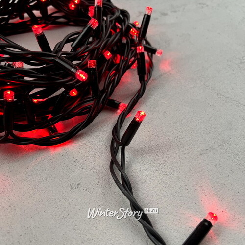 Уличная гирлянда Legoled 100 красных LED ламп 10 м, мерцание, черный КАУЧУК, соединяемая, IP44 BEAUTY LED