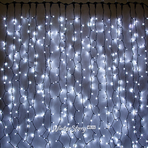 Светодиодный занавес Legoled 2*2 м, 400 холодных белых LED ламп, черный КАУЧУК, соединяемый, IP54 BEAUTY LED