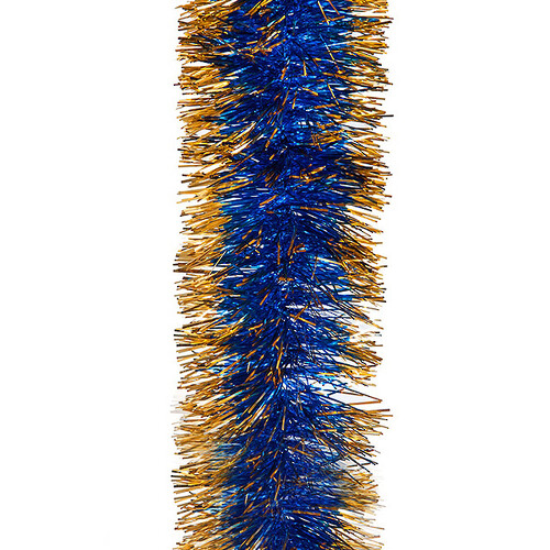 Мишура Праздничная двухцветная 2 м*95 мм синяя с золотым MOROZCO