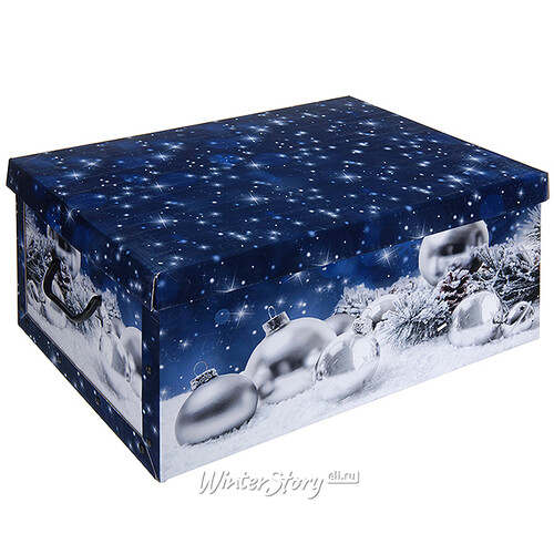 Коробка для хранения елочных игрушек Новогодний сундучок синий 50*39*24 см, картон Koopman