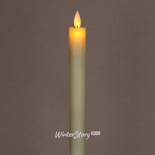Столовая светодиодная свеча с имитацией пламени 22 см кремовая на батарейках Peha