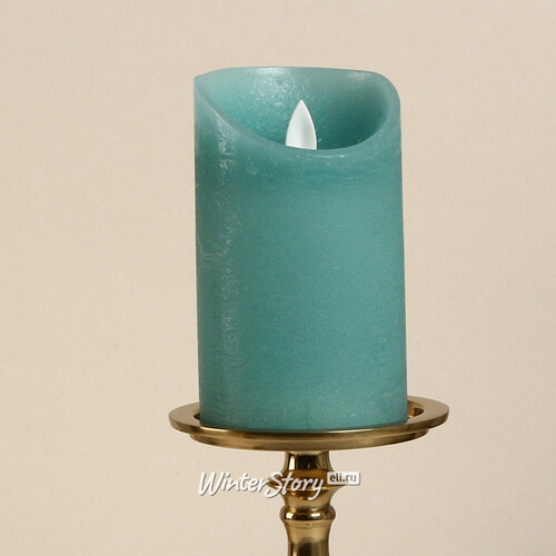 Светодиодная свеча с имитацией пламени 12.5 см, мятная восковая, батарейка Peha