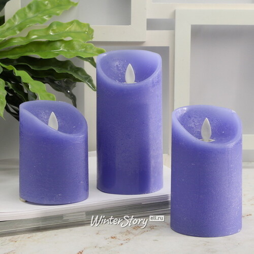 Набор свечей с имитацией пламени Ленорра Magic Flame 10-15 см, 3 шт, синие, с пультом управления Peha