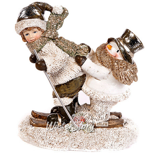 Статуэтка "Лыжник и снеговик", 13 см Goodwill