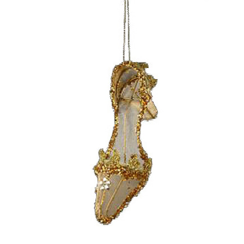 Елочная игрушка Туфелька Невесты с Золотым Орнаментом 13*5 см, подвеска Царь Елка
