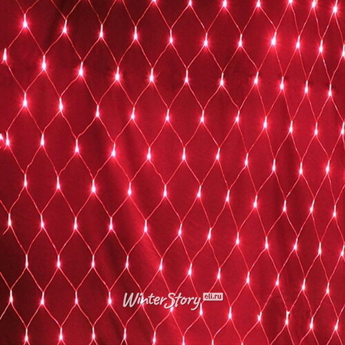 Гирлянда Сетка 1.5*1 м, 144 красных LED ламп, прозрачный ПВХ, уличная, соединяемая, IP44 Snowhouse
