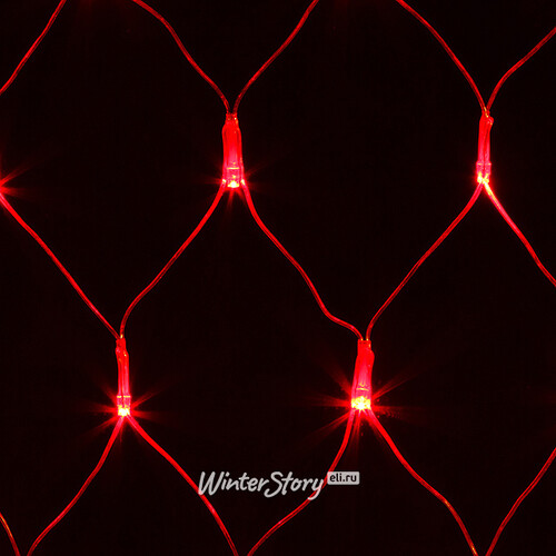 Гирлянда Сетка 1.5*1 м, 144 красных LED ламп, прозрачный ПВХ, уличная, соединяемая, IP44 Snowhouse