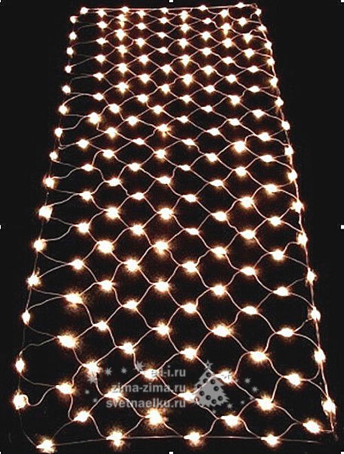 Гирлянда Сетка 1.7*1 м, 160 холодных белых LED ламп, черный ПВХ, контроллер Царь Елка