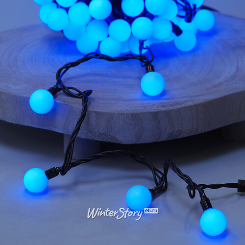 Светодиодная гирлянда Мультишарики 25 мм 100 синих LED ламп 15 м, черный ПВХ, соединяемая, IP44 Snowhouse
