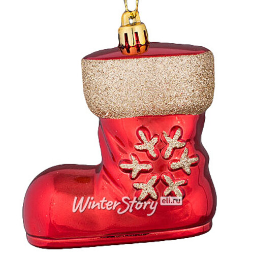 Елочная игрушка Валенок со снежинками 12*6 см красный, пластик, подвеска Holiday Classics