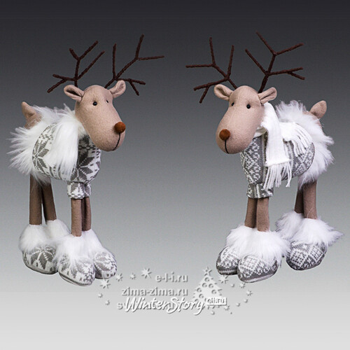 Мягкая игрушка Северный олень в серо-белом свитере 46 см Holiday Classics