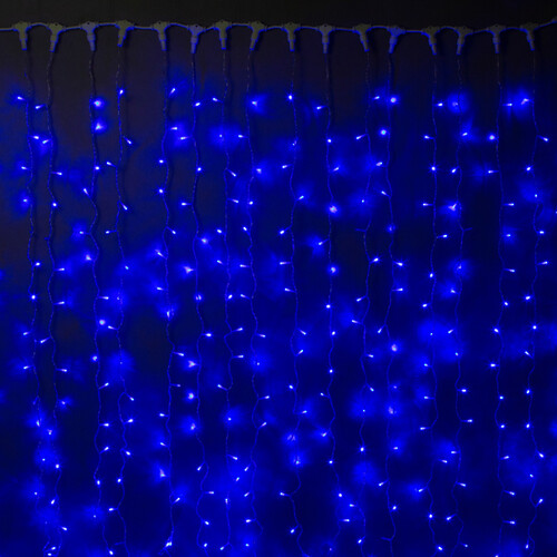 Светодиодный занавес Quality Light 2*3 м, 600 синих LED ламп, прозрачный ПВХ, соединяемый, IP44 BEAUTY LED