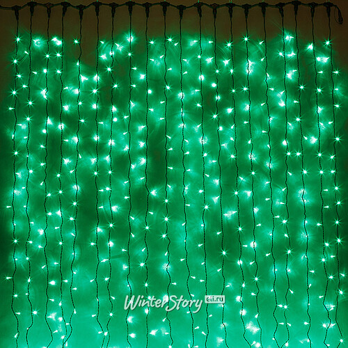 Светодиодный занавес Quality Light 2*2 м, 400 зеленых LED ламп черный ПВХ, соединяемый, IP44 BEAUTY LED