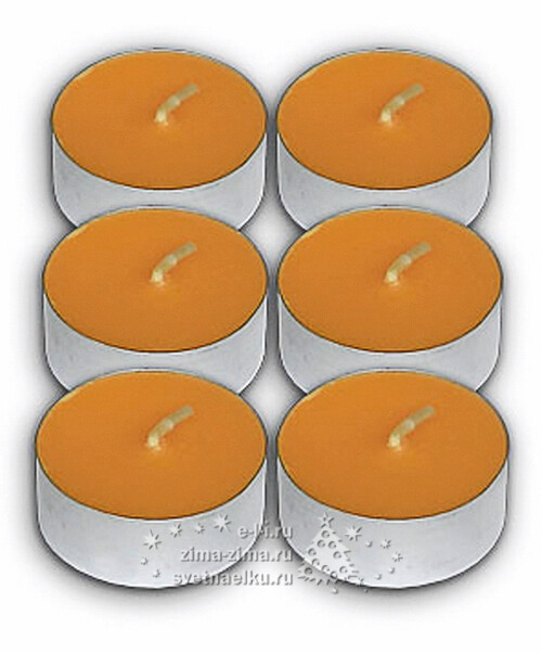 Набор ароматических чайных свечей Персик, 4 см, 6 шт. НСК