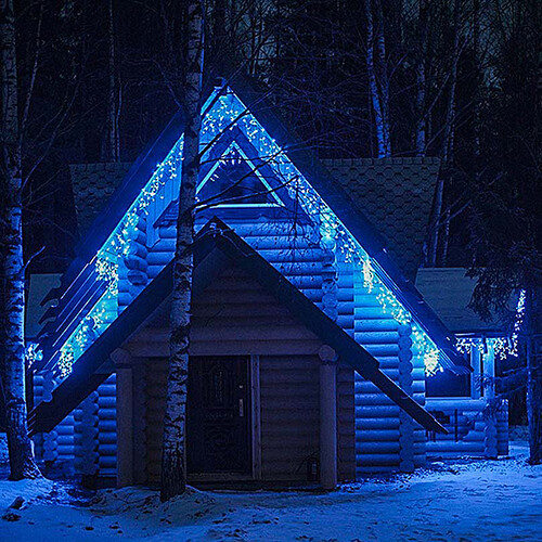 Гирлянда бахрома Super Rubber 2*0.5 м, 100 синих LED, мерцание, белый каучук, соединяемая, IP44 Snowhouse