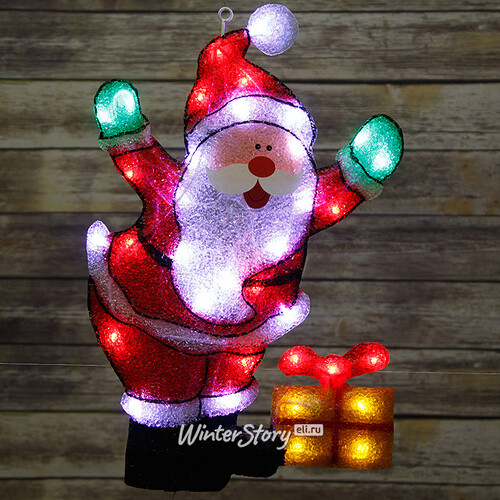 Панно уличное Санта-Клаус с подарком LED, 53*35 см, IP44 Snowhouse