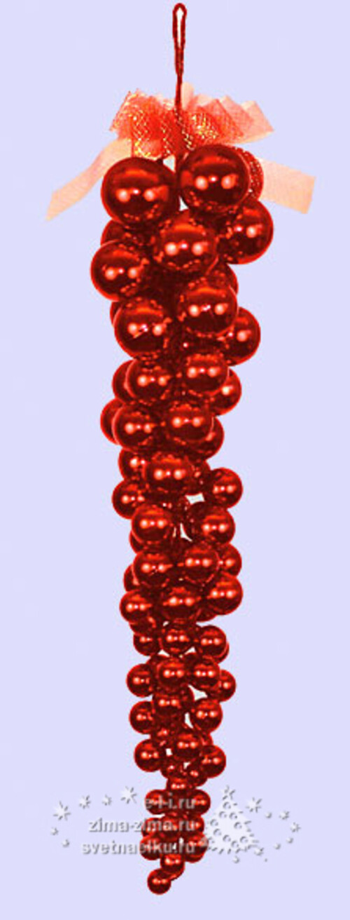 Гроздь из из пластиковых шаров 110 см красная Торг Хаус