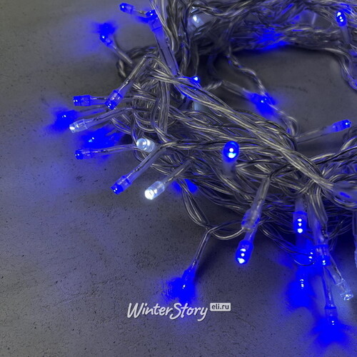 Светодиодная гирлянда 24V Quality Light 100 синих LED ламп 10 м, с мерцанием, прозрачный ПВХ, соединяемая, IP44 BEAUTY LED