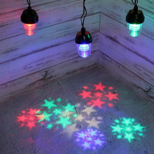 Новогодняя гирлянда Звездное Ассорти, 6 лампочек с разноцветным светом, 2.5 м, IP44 Peha