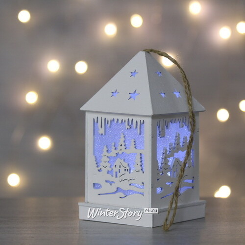 Новогодний домик-фонарик Морозные огни - Деревушка 12 см, подвеска Peha