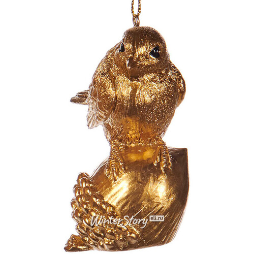 Елочная игрушка Golden Christmas - Лесной Воробушек на жёлуде 7 см, подвеска Goodwill