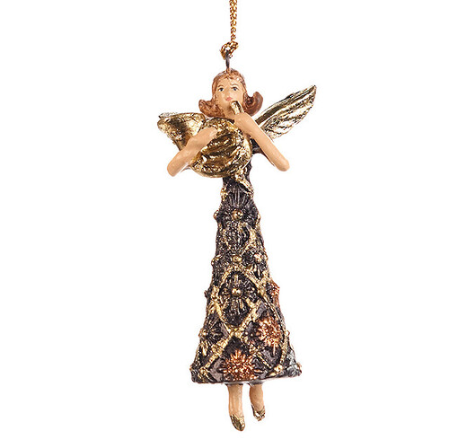 Елочное украшение Праздничная Мелодия Ангела Валторна 8 см, подвеска Goodwill