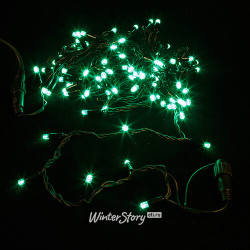 Гирлянда светодиодная Super Rubber 120 зеленых LED, 12 м, черный каучук, соединяемая, IP44 Snowhouse