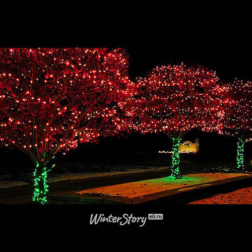 Гирлянды на дерево Клип Лайт Legoled 100 м, 1000 красных LED, мерцание, черный КАУЧУК, IP44 BEAUTY LED
