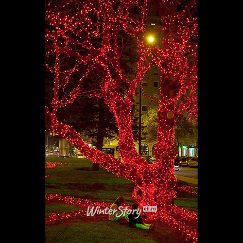 Гирлянды на дерево Клип Лайт Quality Light 60 м, 600 красных LED ламп, черный ПВХ, IP44 BEAUTY LED
