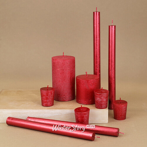 Декоративная свеча Металлик Миди 70*68 мм красная Kaemingk