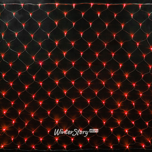 Гирлянда Сетка 2*1.5 м, 192 красных LED ламп, прозрачный ПВХ, соединяемая, контроллер, IP54 Rich Led