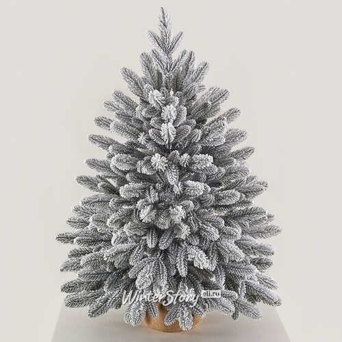 Настольная елка в мешочке Романовская заснеженная 70 см, ЛИТАЯ 100% Max Christmas