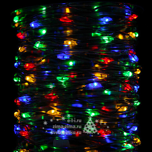 Светодиодная гирлянда на проволоке Роса 100 разноцветных MINILED ламп 10 м, серебряная проволока BEAUTY LED