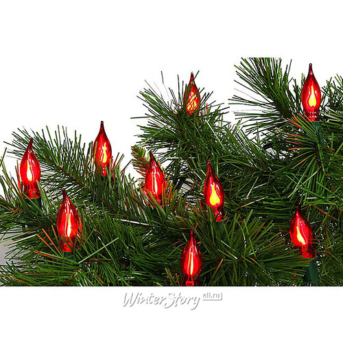Гирлянда Пламя Свечи, 25 красных ламп 10 м, зеленый ПВХ Holiday Classics