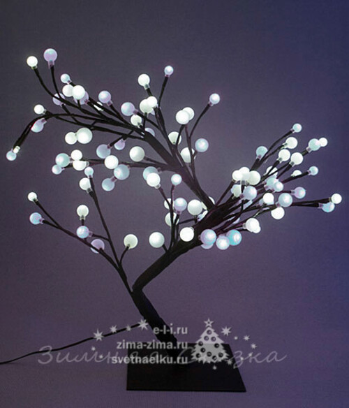 Светодиодное мини дерево "Бонсай ШАРИКИ", 60 см, 96 БЕЛЫХ LED ламп BEAUTY LED
