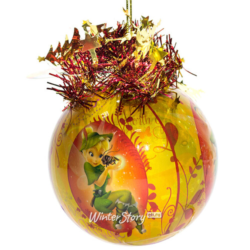 Пластиковый елочный шар Фея Динь-Динь 8.5 см желтый MOROZCO
