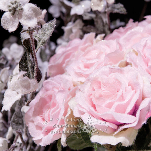 Роза в инее, нежно-розовая, 45 см Kaemingk