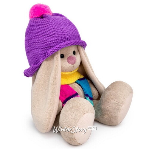 Мягкая игрушка Зайка Ми в шапке и полосатом шарфе 23 см Budi Basa