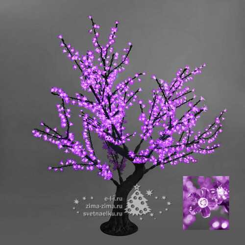 Светодиодное дерево "Сакура" с "натуральным" стволом, 150 см, уличное, 768 ФИОЛЕТОВЫХ LED ламп BEAUTY LED