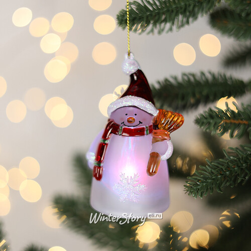 Светящаяся елочная игрушка Снеговик 10 см, на батарейке, RGB, подвеска Snowhouse