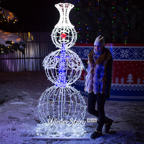 Светящийся Снеговик с трубой уличный 210 см GREEN TREES