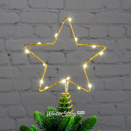 Светодиодная Звезда на елку 15 см теплая белая, mini LED лампы, на батарейках Snowhouse
