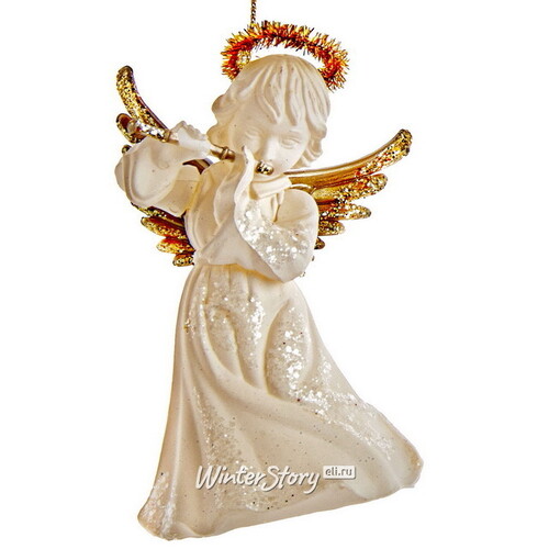 Елочная игрушка Ангелок с флейтой 9 см, подвеска Kurts Adler
