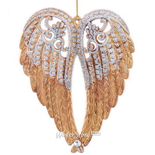 Елочная игрушка Smooth Ombre: Angel Wings 15 см золотая, подвеска Kurts Adler