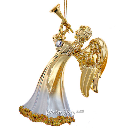 Елочная игрушка Ангел - Persee 13 см, золотой, подвеска Kurts Adler