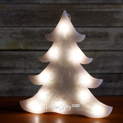 Светящееся украшение на присоске Елочка 21*23 см, 10 теплых белых LED ламп на батарейке Snowhouse