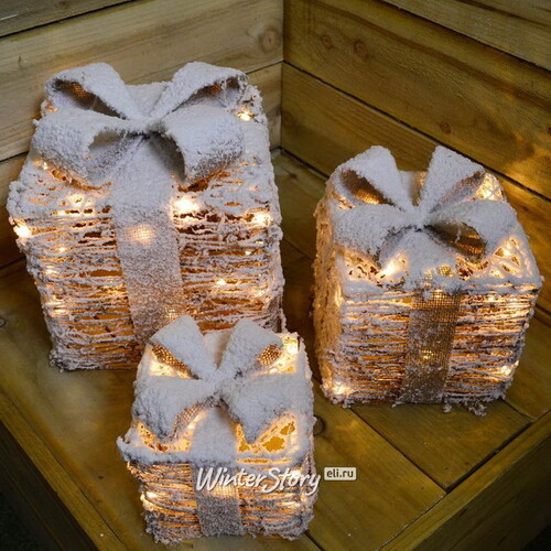 Светящийся Подарок под елку Сноувальд 20 см 20 теплых белых мини LED ламп Peha